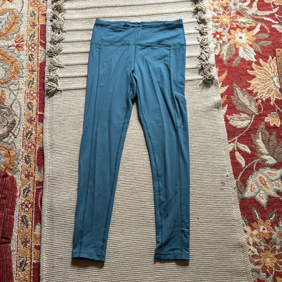 Oiselle leggings tights beautiful turquoise ocean teal blue inseam 28 size 10 M - Picture 1 of 10